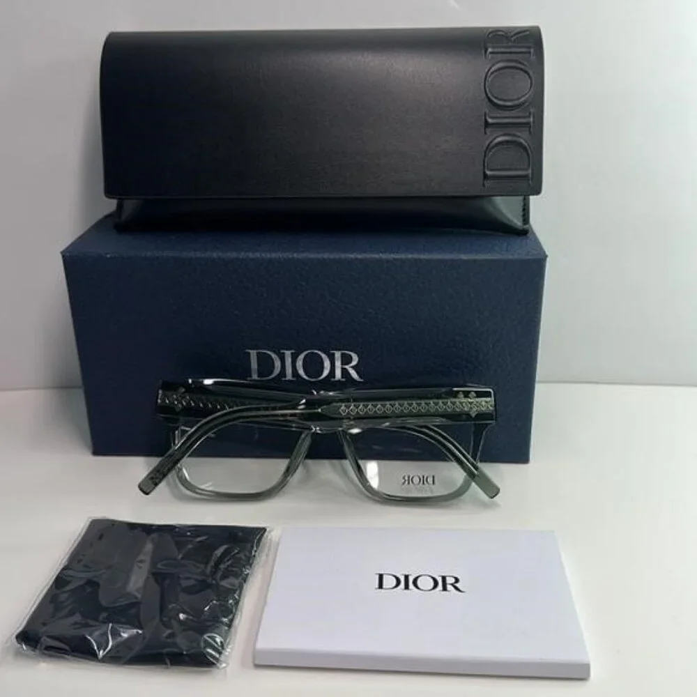 New Dior CD Diamond S6I Optical Glasses transparent Green Fast Ship!